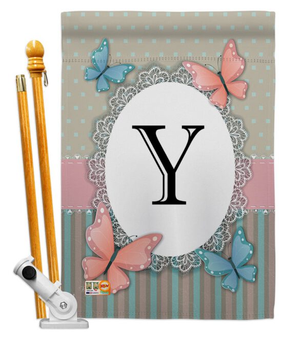 Butterflies Y Initial - Bugs & Frogs Garden Friends Vertical Impressions Decorative Flags HG130155 Made In USA - Image 5