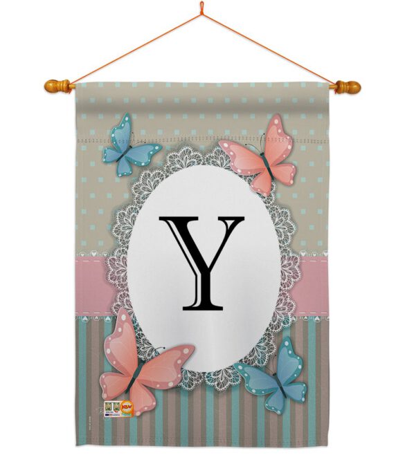 Butterflies Y Initial - Bugs & Frogs Garden Friends Vertical Impressions Decorative Flags HG130155 Made In USA - Image 14