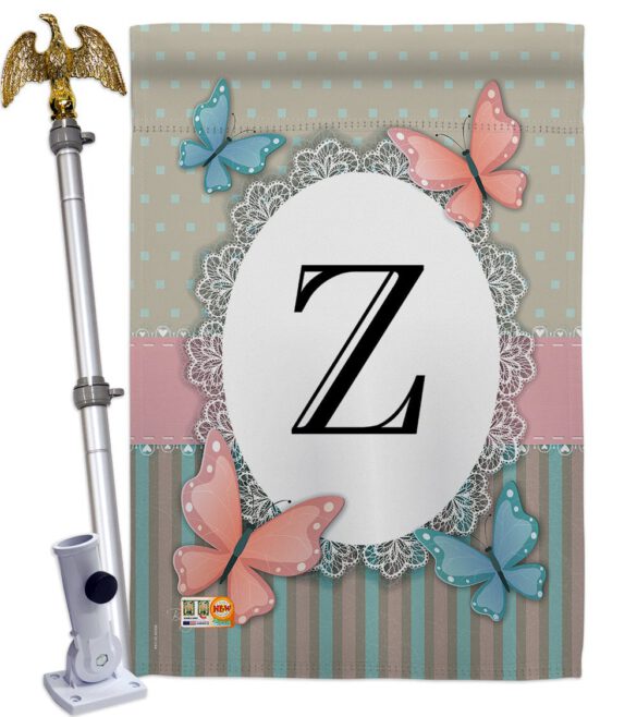 Butterflies Z Initial - Bugs & Frogs Garden Friends Vertical Impressions Decorative Flags HG130156 Made In USA - Image 13