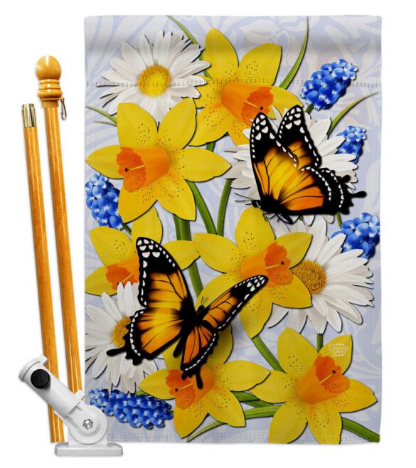 Daffodil & Butterflies - Bugs & Frogs Garden Friends Vertical Impressions Decorative Flags HG192670 Made In USA - Image 5