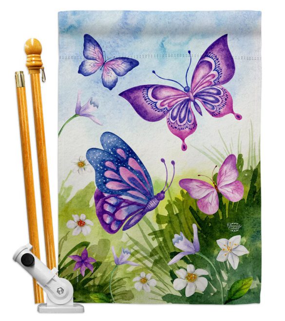 Butterflies Field - Bugs & Frogs Garden Friends Vertical Impressions Decorative Flags HG192698 Made In USA - Image 5