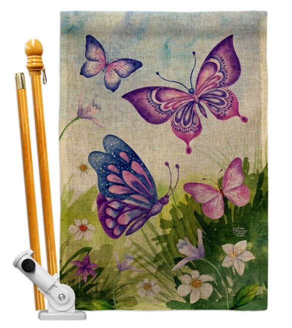 Butterflies Field - Bugs & Frogs Garden Friends Vertical Impressions Decorative Flags HG192698 Made In USA - Image 17