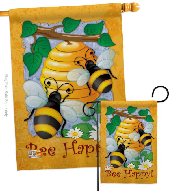 Bee Happy - Bugs & Frogs Garden Friends Vertical Impressions Decorative Flags HG104077 Made In USA - Image 3