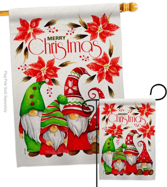 Christmas Gnome Family - Bugs & Frogs Garden Friends Vertical Impressions Decorative Flags HG104166 Made In USA - Image 3