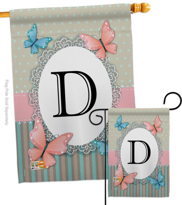 Butterflies D Initial - Bugs & Frogs Garden Friends Vertical Impressions Decorative Flags HG130134 Made In USA - Image 3