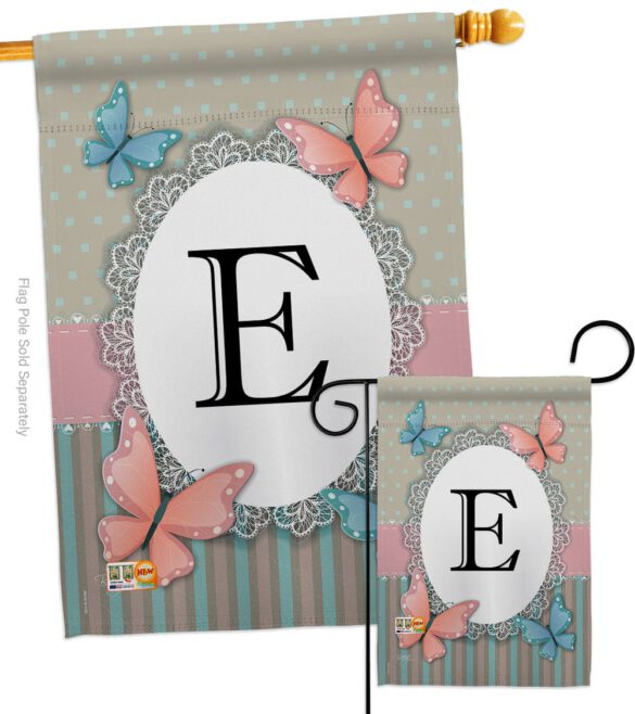 Butterflies E Initial - Bugs & Frogs Garden Friends Vertical Impressions Decorative Flags HG130135 Made In USA - Image 3