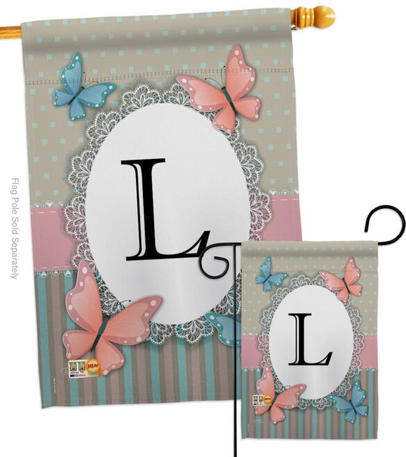 Butterflies L Initial - Bugs & Frogs Garden Friends Vertical Impressions Decorative Flags HG130142 Made In USA - Image 3