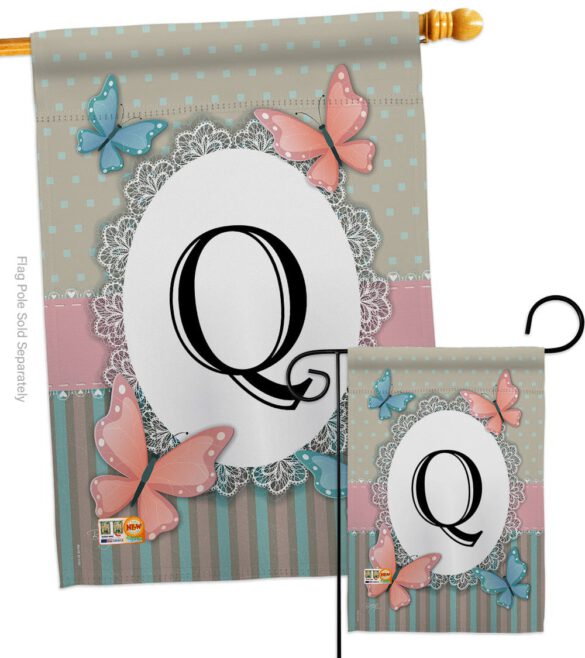 Butterflies Q Initial - Bugs & Frogs Garden Friends Vertical Impressions Decorative Flags HG130147 Made In USA - Image 3