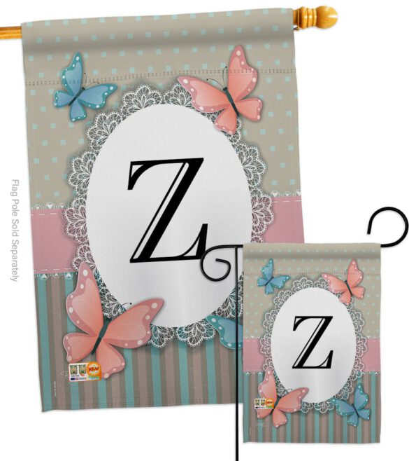 Butterflies Z Initial - Bugs & Frogs Garden Friends Vertical Impressions Decorative Flags HG130156 Made In USA - Image 3