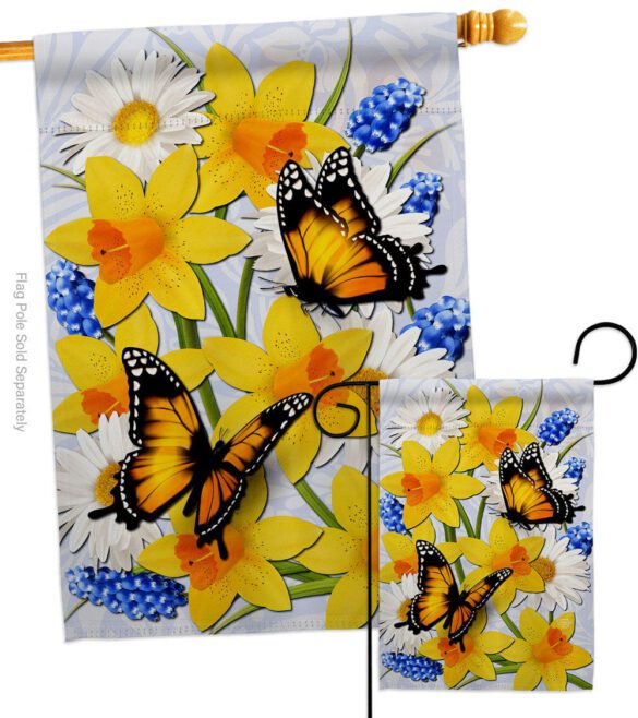 Daffodil & Butterflies - Bugs & Frogs Garden Friends Vertical Impressions Decorative Flags HG192670 Made In USA - Image 3