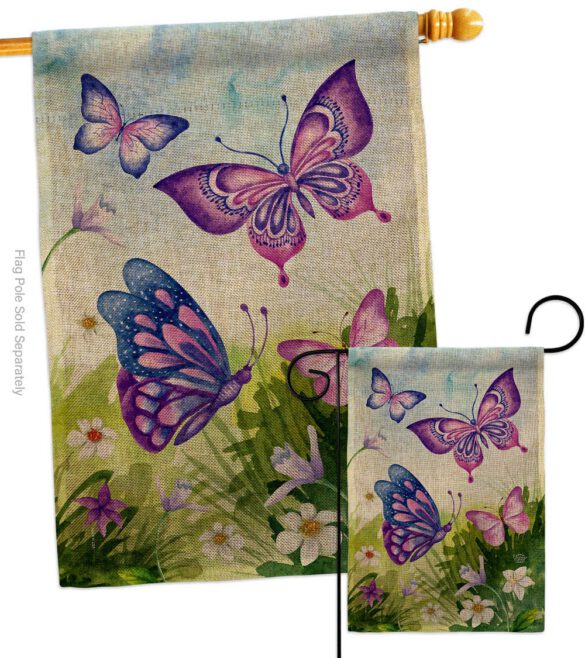 Butterflies Field - Bugs & Frogs Garden Friends Vertical Impressions Decorative Flags HG192698 Made In USA - Image 15