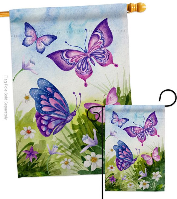 Butterflies Field - Bugs & Frogs Garden Friends Vertical Impressions Decorative Flags HG192698 Made In USA - Image 3