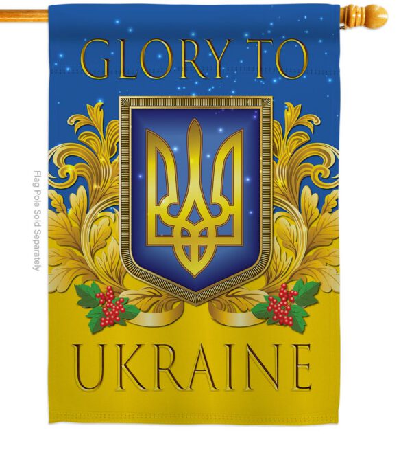 Glory To Ukraine - Support Inspirational Vertical Impressions Decorative Flags HG170273 Made In USA - Image 2