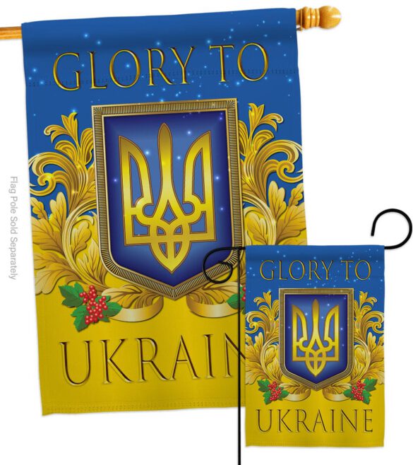 Glory To Ukraine - Support Inspirational Vertical Impressions Decorative Flags HG170273 Made In USA - Image 3