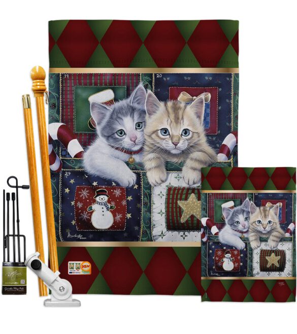 Christmas Calendar Kittens - Christmas Winter Vertical Impressions Decorative Flags HG114097 Made In USA - Image 6
