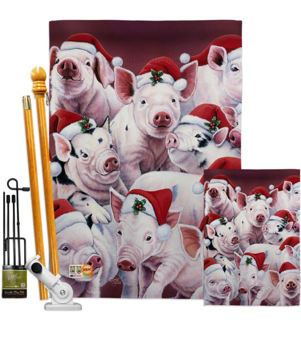 Christmas Piggies - Christmas Winter Vertical Impressions Decorative Flags HG114122 Made In USA - Image 6