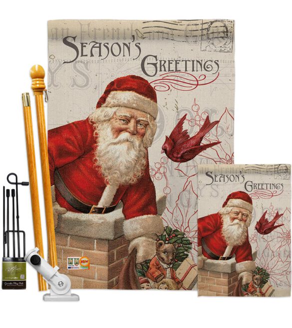 Antique Santa Holiday - Christmas Winter Vertical Impressions Decorative Flags HG114194 Made In USA - Image 7