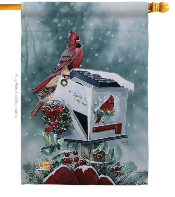 Christmas Cardinals - Christmas Winter Vertical Impressions Decorative Flags HG114096 Made In USA - Image 2