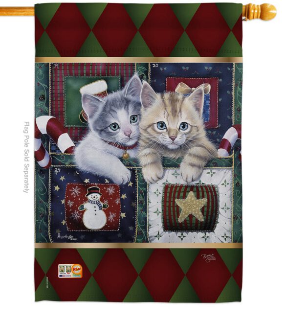 Christmas Calendar Kittens - Christmas Winter Vertical Impressions Decorative Flags HG114097 Made In USA - Image 2
