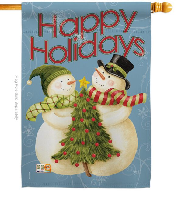 Happy Holidays Tree - Christmas Winter Vertical Impressions Decorative Flags HG114102 Made In USA - Image 2