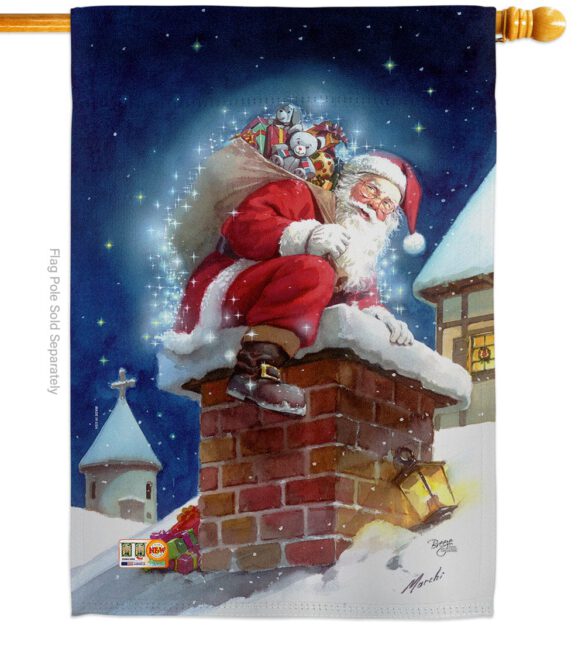 Chimney Santa - Christmas Winter Vertical Impressions Decorative Flags HG114106 Made In USA - Image 2
