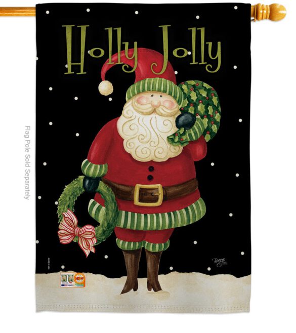 Holly Jolly Santa - Christmas Winter Vertical Impressions Decorative Flags HG114139 Made In USA - Image 2