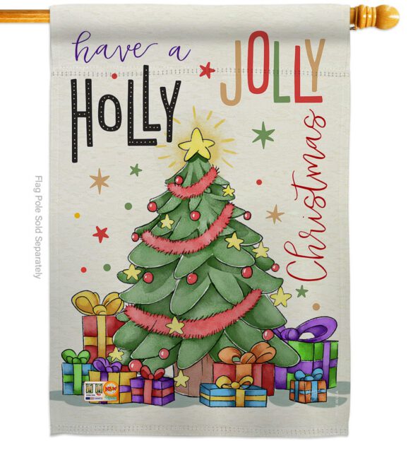 A Holly Jolly Christmas - Christmas Winter Vertical Impressions Decorative Flags HG114150 Made In USA - Image 3