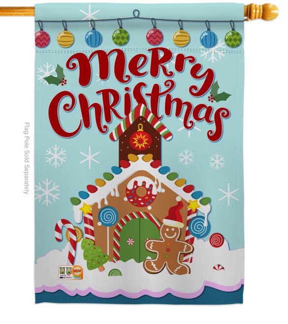 Christmas Gingerbread House - Christmas Winter Vertical Impressions Decorative Flags HG114151 Made In USA - Image 2