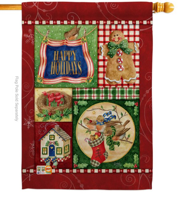 Happy Holiday Gingerbread - Christmas Winter Vertical Impressions Decorative Flags HG114162 Made In USA - Image 2