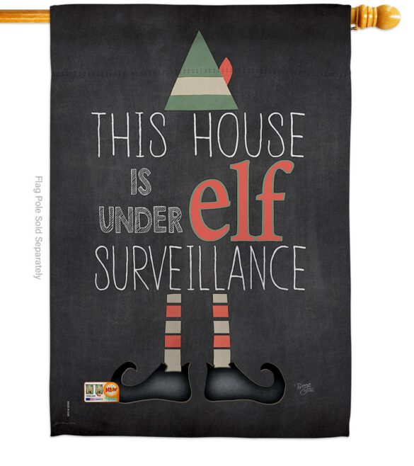 Elf Surveillance - Christmas Winter Vertical Impressions Decorative Flags HG114166 Made In USA - Image 2