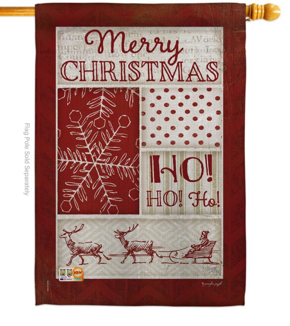 Ho Ho Ho Red Collage - Christmas Winter Vertical Impressions Decorative Flags HG114171 Made In USA - Image 2