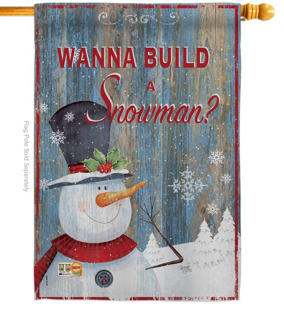 Build a Snowman - Christmas Winter Vertical Impressions Decorative Flags HG114176 Made In USA - Image 2