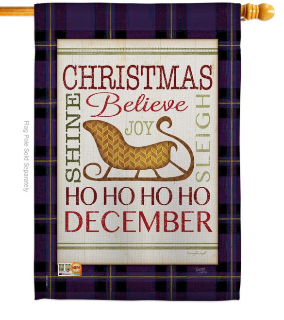 Believe in Joy of Sleigh - Christmas Winter Vertical Impressions Decorative Flags HG114181 Made In USA - Image 2