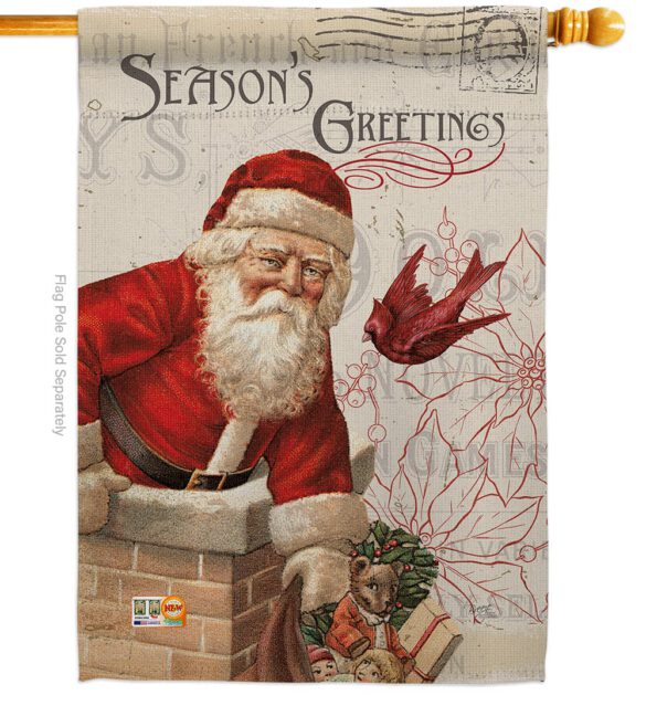 Antique Santa Holiday - Christmas Winter Vertical Impressions Decorative Flags HG114194 Made In USA - Image 3