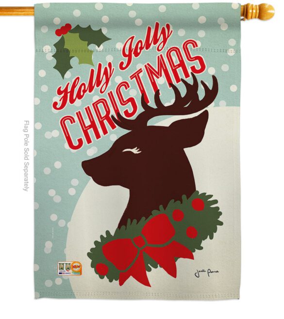 Holly Jolly Christmas - Christmas Winter Vertical Impressions Decorative Flags HG114197 Made In USA - Image 2