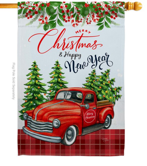 Christmas Happy New Year - Christmas Winter Vertical Impressions Decorative Flags HG114230 Made In USA - Image 2