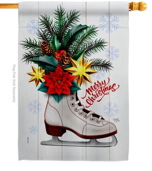 Christmas Skates - Christmas Winter Vertical Impressions Decorative Flags HG114245 Made In USA - Image 2