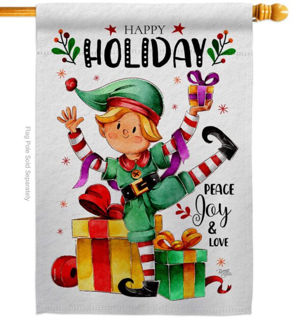 Elf Holiday - Christmas Winter Vertical Impressions Decorative Flags HG120019 Made In USA - Image 2