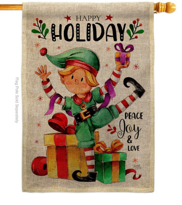 Elf Holiday - Christmas Winter Vertical Impressions Decorative Flags HG120019 Made In USA - Image 14