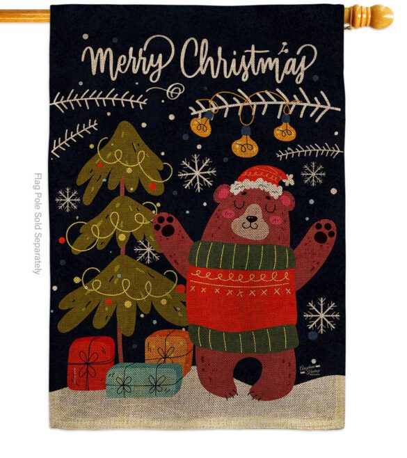 Christmas Daning Bear - Christmas Winter Vertical Impressions Decorative Flags HG130289 Made In USA - Image 14