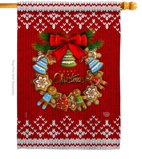 Gingerbread Wreath - Christmas Winter Vertical Impressions Decorative Flags HG192249 Made In USA - Image 2