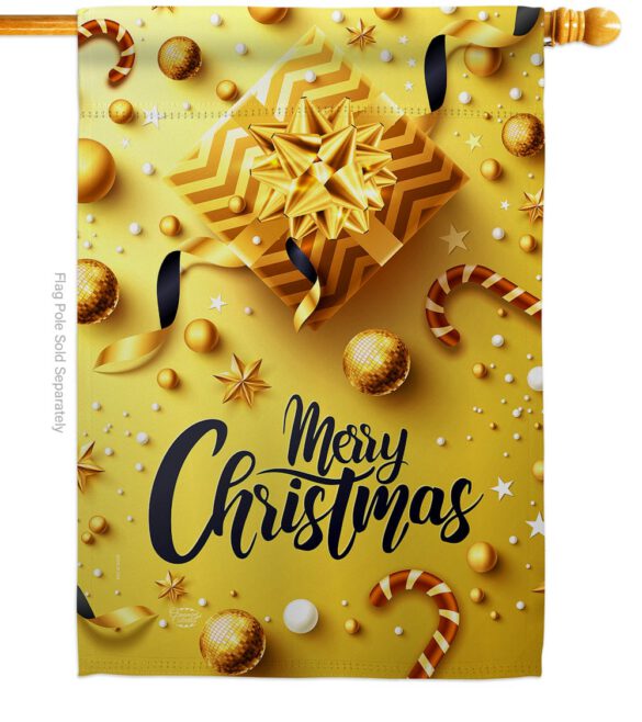 Golden Christmas - Christmas Winter Vertical Impressions Decorative Flags HG192250 Made In USA - Image 2
