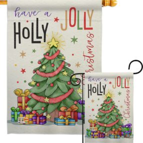 A Holly Jolly Christmas - Christmas Winter Vertical Impressions Decorative Flags HG114150 Made In USA