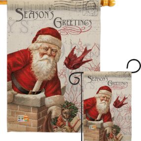 Antique Santa Holiday - Christmas Winter Vertical Impressions Decorative Flags HG114194 Made In USA