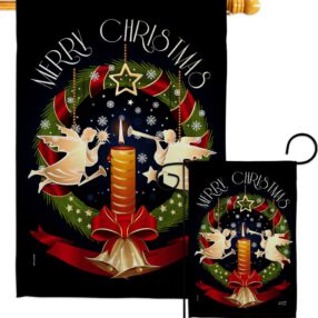 Angel Wreath - Christmas Winter Vertical Impressions Decorative Flags HG137302 Made In USA