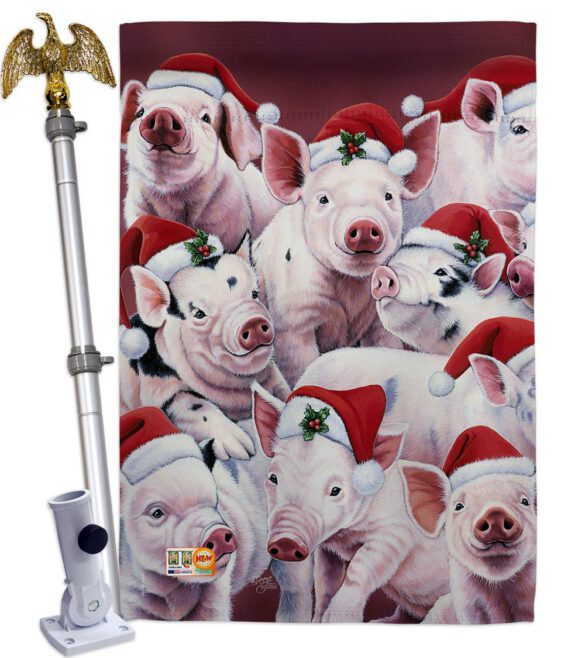 Christmas Piggies - Christmas Winter Vertical Impressions Decorative Flags HG114122 Made In USA - Image 13