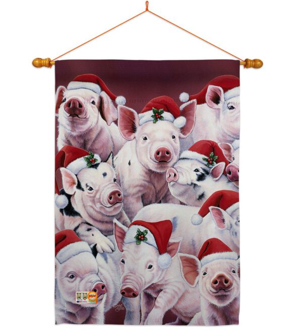 Christmas Piggies - Christmas Winter Vertical Impressions Decorative Flags HG114122 Made In USA - Image 14