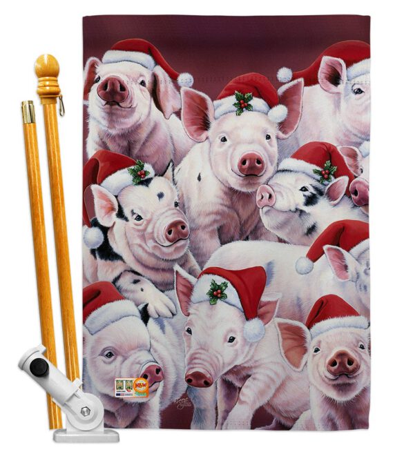 Christmas Piggies - Christmas Winter Vertical Impressions Decorative Flags HG114122 Made In USA - Image 5