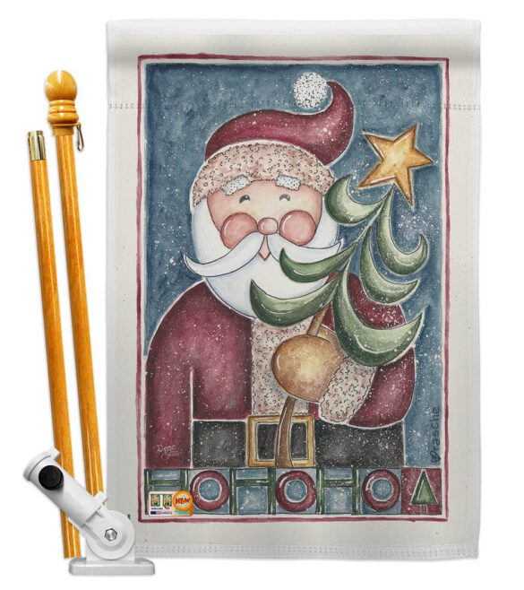 HoHoHo Santa Tree - Christmas Winter Vertical Impressions Decorative Flags HG114127 Made In USA - Image 5