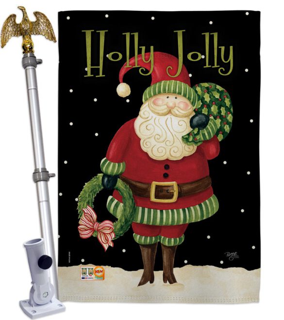 Holly Jolly Santa - Christmas Winter Vertical Impressions Decorative Flags HG114139 Made In USA - Image 13